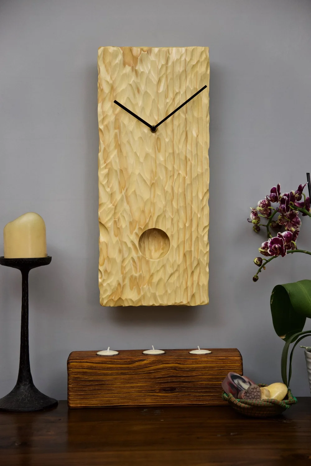 Textured Wood Pendulum Clock Art - Katelyn 0001 — Korzen Designs